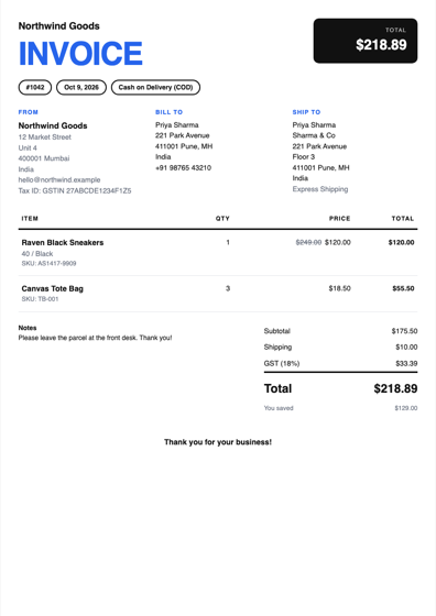 Bold invoice template