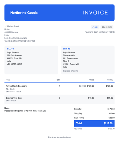 Modern invoice template
